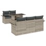 Conjunto de sofá de jardín 6 pcs Gris Claro Rattan de Poliéster en Sofás de exterior | Comprar online en Foru.es