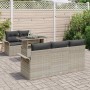 Conjunto de sofá de jardín 6 pcs Gris Claro Rattan de Poliéster en Sofás de exterior | Comprar online en Foru.es