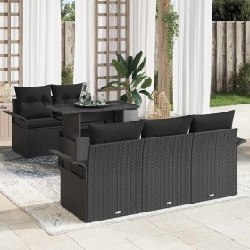 Conjunto de sofá de jardín 6 pcs Negro Rattan de Poliéster en Sofás de exterior | Comprar online en Foru.es