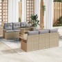 Conjunto de sofá de jardín 7 pcs Beige Rattan de Poliéster en Sofás de exterior | Comprar online en Foru.es