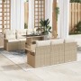 Conjunto de sofá de jardín con cojín 7 pcs Beige Poliratán en Sofás de exterior | Comprar online en Foru.es