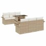 Conjunto de sofá de jardín con cojín 7 pcs Beige Poliratán en Sofás de exterior | Comprar online en Foru.es