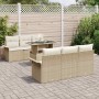 Conjunto de sofá de jardín con cojín 7 pcs Beige Poliratán en Sofás de exterior | Comprar online en Foru.es