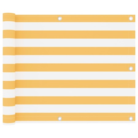 Toldo para balcón tela oxford blanco y amarillo 75x600 cm en Sombrillas | Comprar online en Foru.es