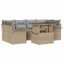 Conjunto de sofá de jardín con cojín 7 pcs Beige Poliratán en Sofás de exterior | Comprar online en Foru.es