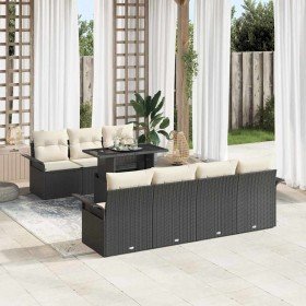 Conjunto de sofá de jardín 8 pcs Negro Rattan de Poliéster en Sofás de exterior | Comprar online en Foru.es