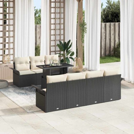 Conjunto de sofá de jardín 8 pcs Negro Rattan de Poliéster en Sofás de exterior | Comprar online en Foru.es