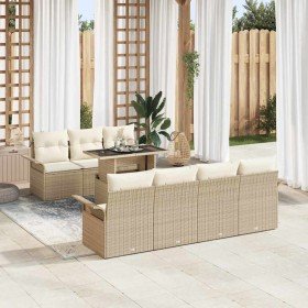 Conjunto de sofá de jardín 8 pcs Beige Rattan de Poliéster en Sofás de exterior | Comprar online en Foru.es