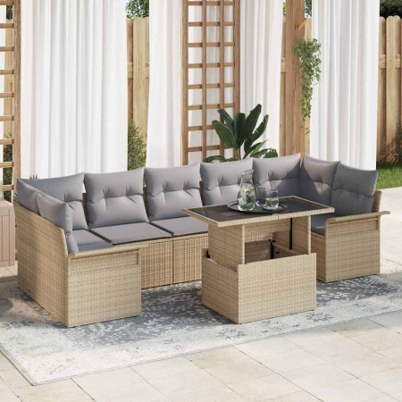 Conjunto de sofá de jardín con cojín 8 pcs Beige Poliratán en Sofás de exterior | Comprar online en Foru.es