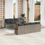 Conjunto de sofá de jardín 9 pcs Gris Rattan de Poliéster en Sofás de exterior | Comprar online en Foru.es