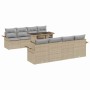 Conjunto de sofá de jardín con cojín 9 pcs Beige Poliratán en Sofás de exterior | Comprar online en Foru.es