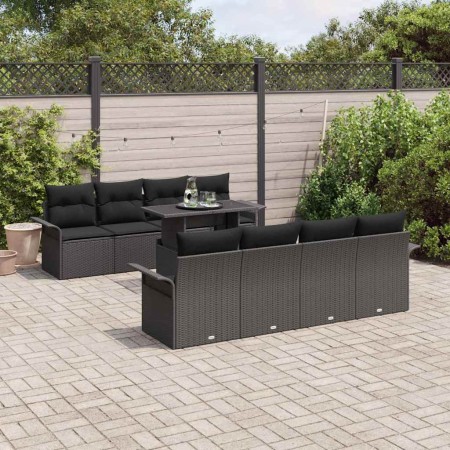 Conjunto de sofá de jardín 9 pcs Negro Rattan de Poliéster en Sofás de exterior | Comprar online en Foru.es