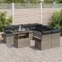 Conjunto de sofá de jardín 9 pcs Gris Rattan de Poliéster en Sofás de exterior | Comprar online en Foru.es