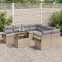 Conjunto de sofá de jardín 9 pcs Beige Rattan de Poliéster en Sofás de exterior | Comprar online en Foru.es