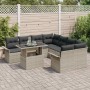 Conjunto de sofá de jardín 9 pcs Gris Claro Rattan de Poliéster en Sofás de exterior | Comprar online en Foru.es