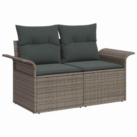 Conjunto de sofá de jardín con cojín 6 pcs Gris Poliratán en Sofás de exterior | Comprar online en Foru.es