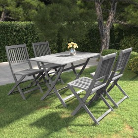 Juego de comedor de jardín 5 pzas madera maciza de acacia gris en Conjuntos de jardín | Comprar online en Foru.es