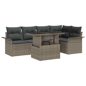 Conjunto de sofá de jardín 6 pcs Gris Rattan de Poliéster en Sofás de exterior | Comprar online en Foru.es