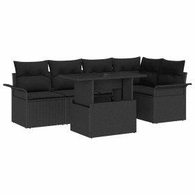 Conjunto de sofá de jardín 6 pcs Negro Rattan de Poliéster en Sofás de exterior | Comprar online en Foru.es