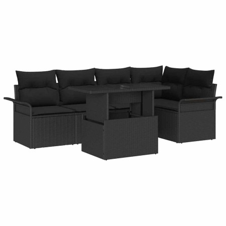 Conjunto de sofá de jardín 6 pcs Negro Rattan de Poliéster en Sofás de exterior | Comprar online en Foru.es