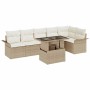 Conjunto de sofá de jardín con cojín 7 pcs Beige Poliratán en Sofás de exterior | Comprar online en Foru.es