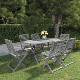 Juego de comedor de jardín 7 pzas madera maciza de acacia gris en Conjuntos de jardín | Comprar online en Foru.es