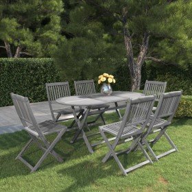 Juego de comedor de jardín 7 pzas madera maciza de acacia gris en Conjuntos de jardín | Comprar online en Foru.es