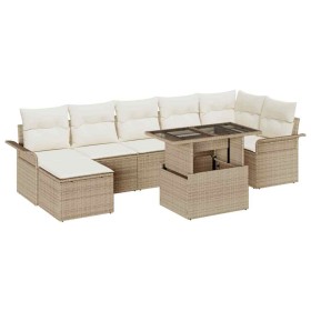 Conjunto de sofá de jardín con cojín 8 pcs Beige Poliratán en Sofás de exterior | Comprar online en Foru.es