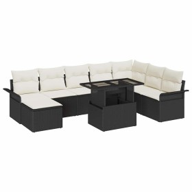 Conjunto de sofá de jardín con cojín 9 pcs Negro y crema en Sofás de exterior | Comprar online en Foru.es