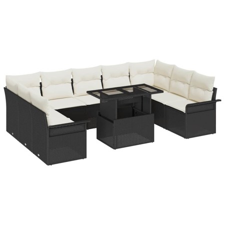 Conjunto de sofá de jardín 10 pcs Negro Rattan de Poliéster en Sofás de exterior | Comprar online en Foru.es