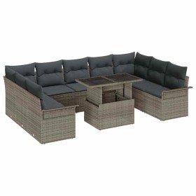 Conjunto de sofá de jardín 10 pcs Gris Rattan de Poliéster en Sofás de exterior | Comprar online en Foru.es
