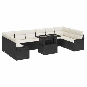 Conjunto de sofá de jardín 11 pcs Negro Rattan de Poliéster en Sofás de exterior | Comprar online en Foru.es