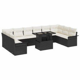 Conjunto de sofá de jardín 11 pcs Negro Rattan de Poliéster en Sofás de exterior | Comprar online en Foru.es