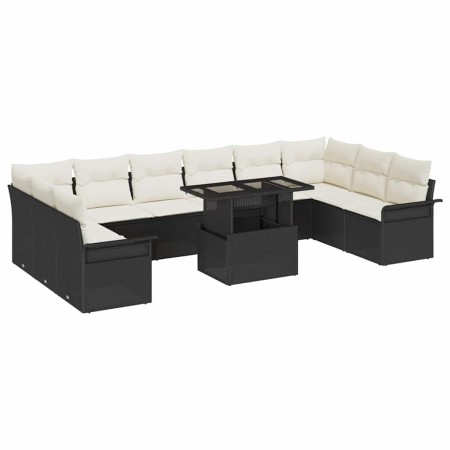 Conjunto de sofá de jardín 11 pcs Negro Rattan de Poliéster en Sofás de exterior | Comprar online en Foru.es