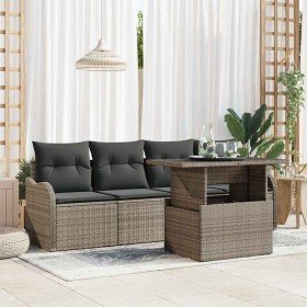 Conjunto de sofá de jardín 5 pcs Gris Rattan de Poliéster en Sofás de exterior | Comprar online en Foru.es