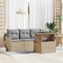 Conjunto de sofá de jardín 5 pcs Beige Rattan de Poliéster en Sofás de exterior | Comprar online en Foru.es