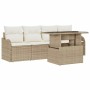 Conjunto de sofá de jardín 5 pcs Beige Rattan de Poliéster en Sofás de exterior | Comprar online en Foru.es