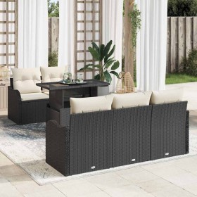 Conjunto de sofá de jardín 6 pcs Negro Rattan de Poliéster en Sofás de exterior | Comprar online en Foru.es