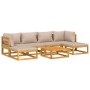 Set muebles de jardín 7 pzas madera maciza y cojines gris taupé de vidaXL, Conjuntos de jardín - Ref: Foro24-3155266, Precio:...