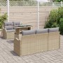 Conjunto de sofá de jardín 6 pcs Beige Rattan de Poliéster en Sofás de exterior | Comprar online en Foru.es