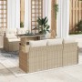 Conjunto de sofá de jardín 6 pcs Beige Rattan de Poliéster en Sofás de exterior | Comprar online en Foru.es