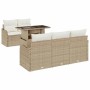 Conjunto de sofá de jardín 6 pcs Beige Rattan de Poliéster en Sofás de exterior | Comprar online en Foru.es