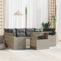 Conjunto de sofá de jardín 7 pcs Gris claro Rattan de Poliéster en Sofás de exterior | Comprar online en Foru.es
