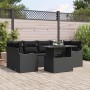 Conjunto de sofá de jardín 7 pcs Negro Rattan de Poliéster en Sofás de exterior | Comprar online en Foru.es