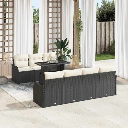 Conjunto de sofá de jardín 8 pcs Negro Rattan de Poliéster en Sofás de exterior | Comprar online en Foru.es
