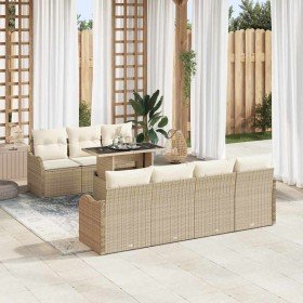 Conjunto de sofá de jardín 8 pcs Beige Rattan de Poliéster en Sofás de exterior | Comprar online en Foru.es