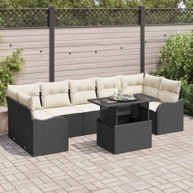 Conjunto de sofá de jardín con cojín 8 pcs Negro Poliratán en Sofás de exterior | Comprar online en Foru.es