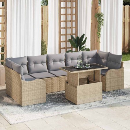 Conjunto de sofá de jardín con cojín 8 pcs Beige Poliratán en Sofás de exterior | Comprar online en Foru.es