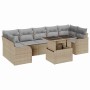 Conjunto de sofá de jardín con cojín 8 pcs Beige Poliratán en Sofás de exterior | Comprar online en Foru.es