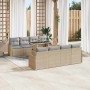 Conjunto de sofá de jardín con cojín 9 pcs Beige Poliratán en Sofás de exterior | Comprar online en Foru.es
